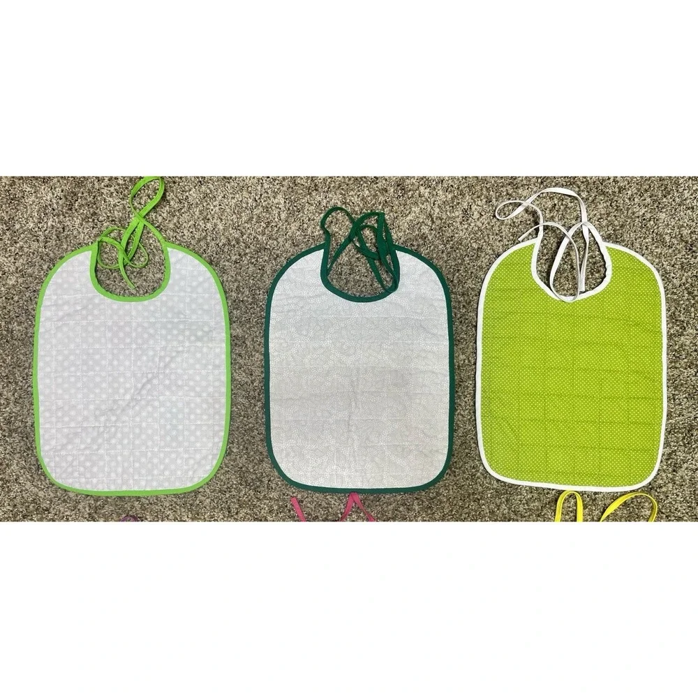 Lot Of 6 Quilted Handmade Bibs Girly Theme Large Size‎ 12
